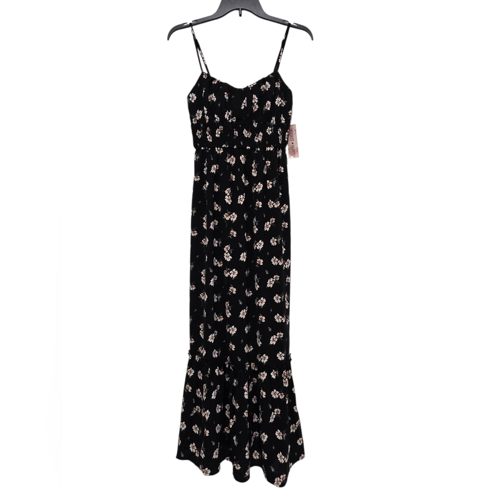 Inspired Hearts Maxi Dress Womens Blavk With Flowers Size Smalls